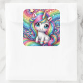 Rainbow-Einhornkleber Quadratischer Aufkleber (Tasche)