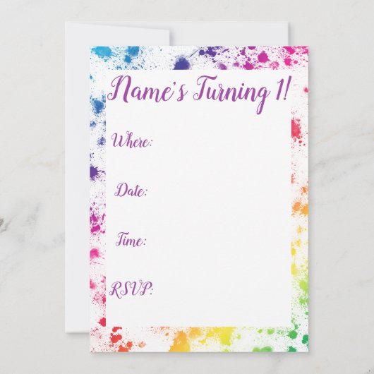 Rainbow Einladung (Rückseite)