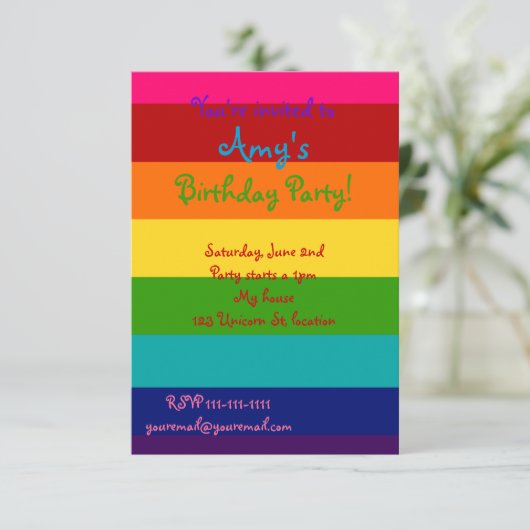 Rainbow-Einladung Einladung (Stehend Vorderseite)