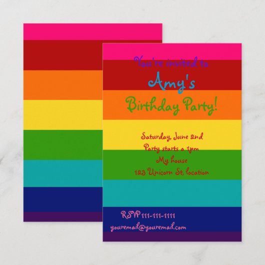 Rainbow-Einladung Einladung (Vorne/Hinten)