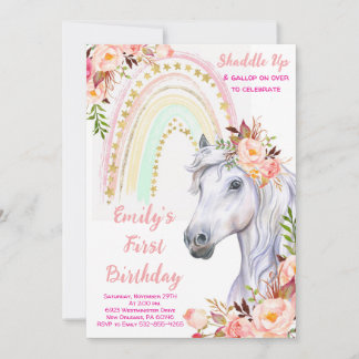 Rainbow-Einladung, Geburtstagsparty von Pferden Einladung