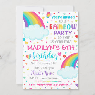 Rainbow-Einladung   Rainbow Birthday Einladung