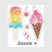 Rainbow-Eis Aquarellkirsche Früchte Set Aufkleber (Blatt)