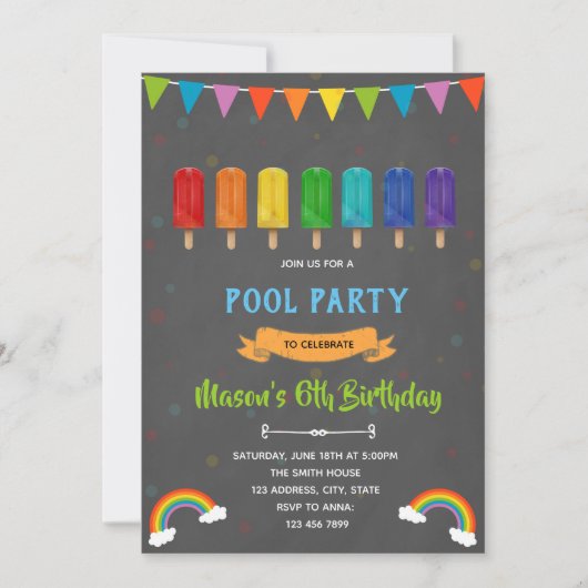 Rainbow-Eis-Party Einladung (Vorderseite)
