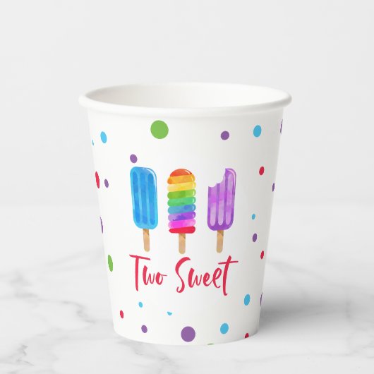Rainbow Eis Pop Zwei Sweet 2. Geburtstag Pappbecher (Vorderseite)