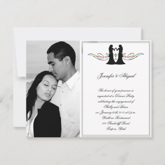 Rainbow Elegance Brides Wedding Verlobung Einladung (Vorderseite)