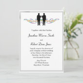 Rainbow Elegance Gay Groom Wedding Einladung (Stehend Vorderseite)