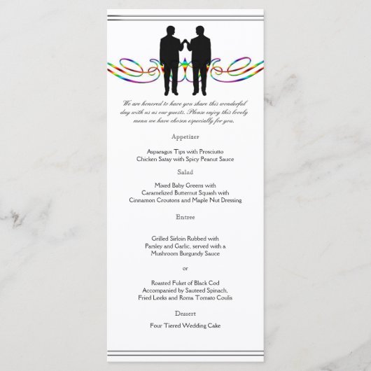 Rainbow Elegance Groom Wedding Menu Menükarte (Vorderseite)