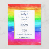 Rainbow elegante qr Code Budget Hochzeitseinladung (Vorderseite)