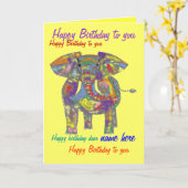 Rainbow Elephant Birthday Card benutzerdefiniert v Karte (Gelbe Blume)