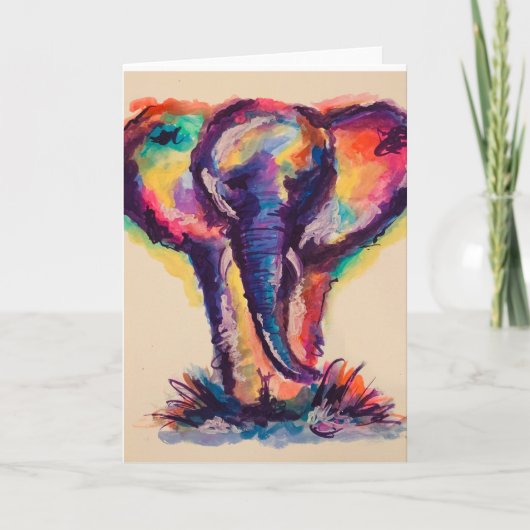 Rainbow Elephant Karte (Vorderseite)