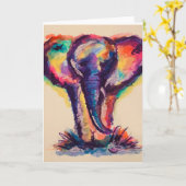 Rainbow Elephant Karte (Gelbe Blume)