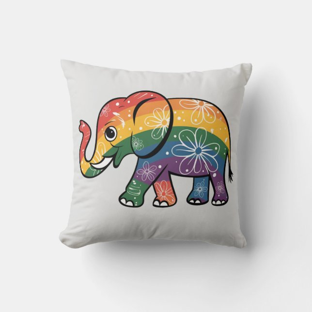 Rainbow Elephant Kissen (Vorderseite)