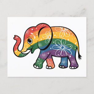 Rainbow Elephant Postkarte