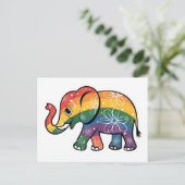 Rainbow Elephant Postkarte (Stehend Vorderseite)