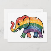 Rainbow Elephant Postkarte (Vorne/Hinten)