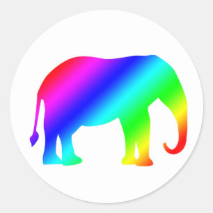 Rainbow Elephant Runder Aufkleber