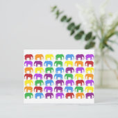 Rainbow Elephants Classy Designer Postkarte (Stehend Vorderseite)