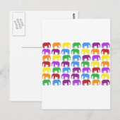 Rainbow Elephants Classy Designer Postkarte (Vorne/Hinten)