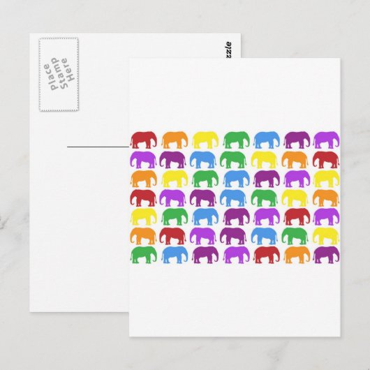 Rainbow Elephants Classy Designer Postkarte (Vorne/Hinten)