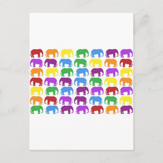 Rainbow Elephants Classy Designer Postkarte (Vorderseite)