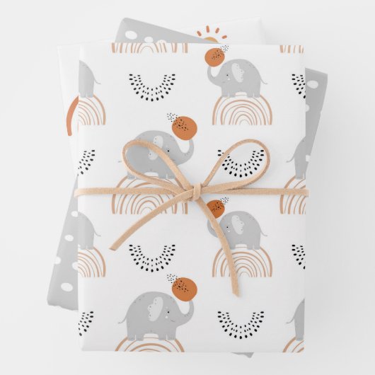 Rainbow Elephants Muster Geschenkpapier Set (Beispiel)