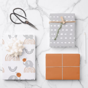 Rainbow Elephants Muster Wrapping Paper Sheets Geschenkpapier Set