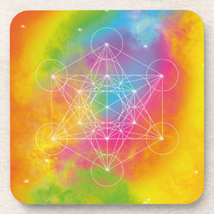 Rainbow-Energie – Metatrons Würfel Heilige Geometr Getränkeuntersetzer