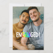 Rainbow Engayed Big Foto Gay Engagement Party Einladung (Vorderseite)