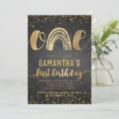 Rainbow Erster Geburtstag Einladung (Stehend Vorderseite)