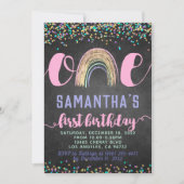 Rainbow Erster Geburtstag Einladung (Vorderseite)