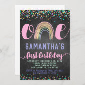 Rainbow Erster Geburtstag Einladung (Vorne/Hinten)