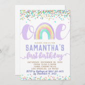 Rainbow Erster Geburtstag Einladung (Vorne/Hinten)