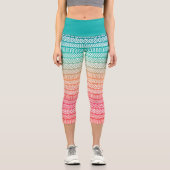 Rainbow Ethnic Pattern Capri Leggings (Vorderseite)