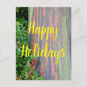 Rainbow Eucalyptus Tree Happy Holidays Postkarte