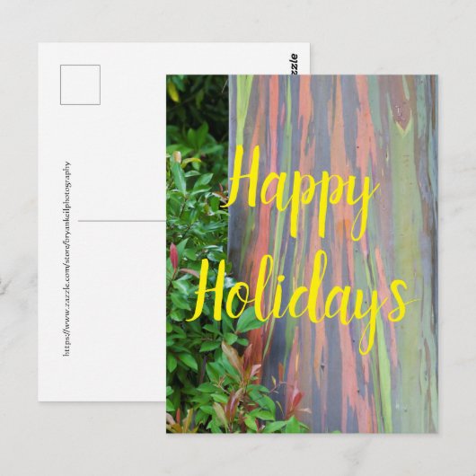Rainbow Eucalyptus Tree Happy Holidays Postkarte (Vorne/Hinten)