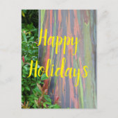 Rainbow Eucalyptus Tree Happy Holidays Postkarte (Vorderseite)