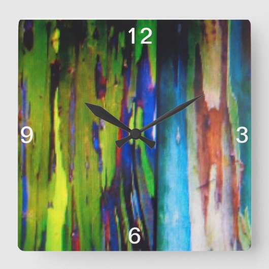 Rainbow eucalyptus Wall Clock Quadratische Wanduhr (Vorderseite)