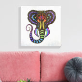 Rainbow Extravagant Elefant im grauen Hintergrund Leinwanddruck (Insitu (Wohnzimmer))