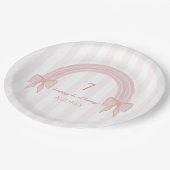 Rainbow Extravagant Pink Bows Coquette Geburtstag Pappteller (Schrägansicht)