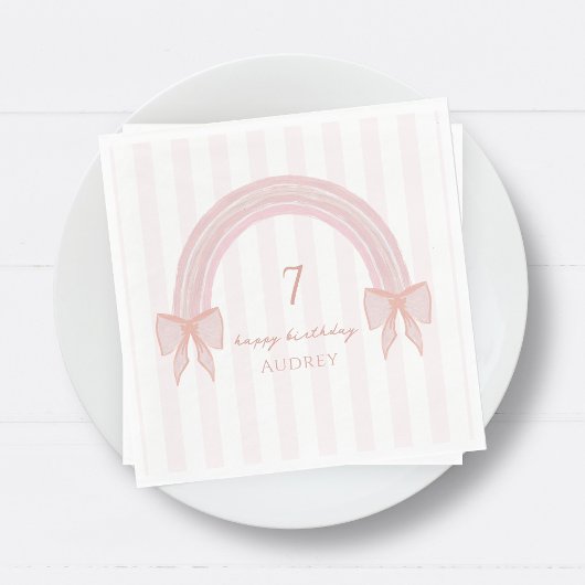 Rainbow Extravagant Pink Bows Coquette Geburtstag Serviette