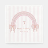 Rainbow Extravagant Pink Bows Coquette Geburtstag Serviette (Vorderseite)