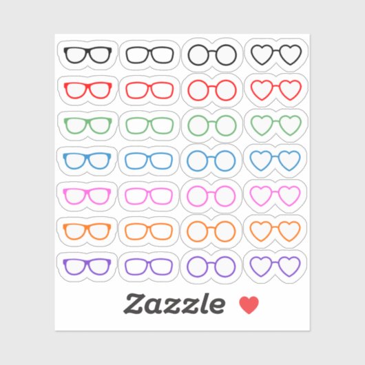 Rainbow Eyeglasses Reading Eye Doctor Ernennung Aufkleber (Blatt)