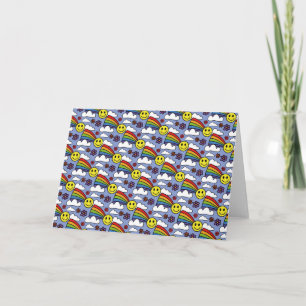 Rainbow Face and Blume Hippie Pattern Karte