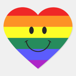 Rainbow Face Herz-Aufkleber