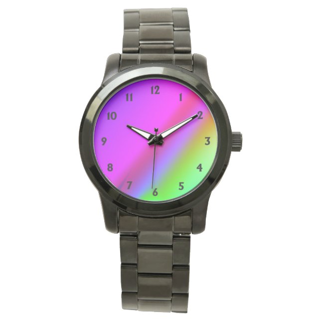 Rainbow Face mit schwarzen Zahlen Armbanduhr (Vorderseite)