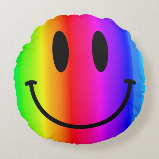 Rainbow Face Round Throw Kissen (Vorderseite)