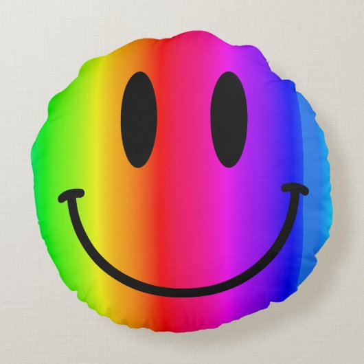 Rainbow Face Round Throw Kissen (Rückseite)