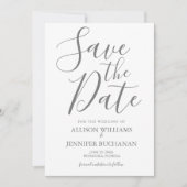 Rainbow Fade Chic Grautypografie LGBT Gay Wedding Save The Date (Vorderseite)
