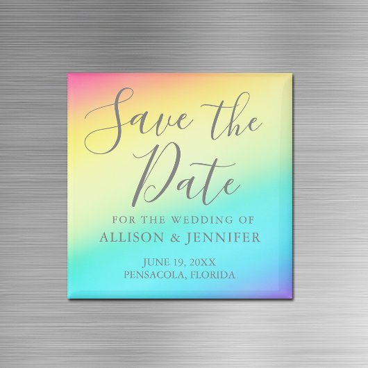Rainbow Fade fröhliche LGBTQ Save the Date Magnet